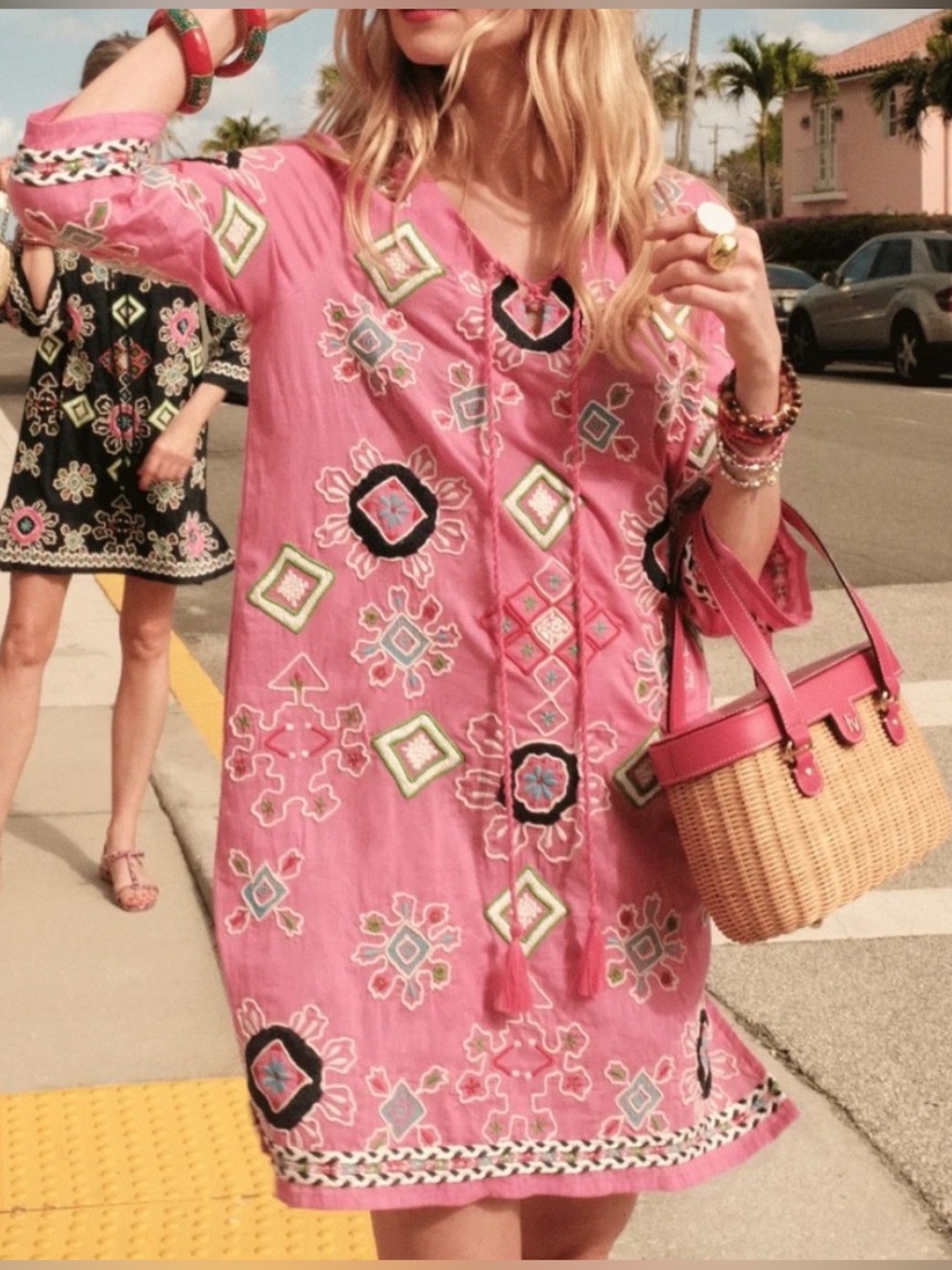 FRANCES VALENTINE mini embroidered capri dress